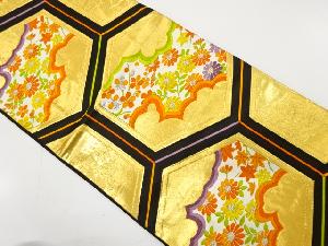 アンティーク　亀甲に菊・梅・楓模様織り出し袋帯（着用可）